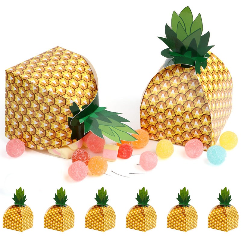 OurWarm 24pcs Pineapple Favor Boxes Small 3D Pineapple Gift Boxes for Tropical Hawaiian Themed Party Decorations, Goodie Boxes for Luau BBQ Summer Beach Pool Fruit Candy Boxes Party Favors - Image 1